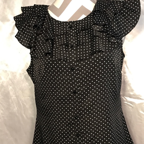 Ann Taylor Tops - Ann Taylor Ruffled Polka Dot Sleeveless Top